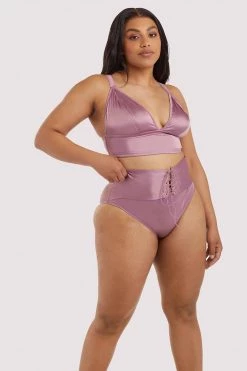 Playful Promises Curve Exclusive Knickers Eagan Blush Satin High Waist Knicker