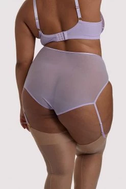 Playful Promises Curve Exclusive Knickers Mila Lilac Lace High Waisted Suspender Brief
