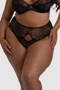 Playful Promises Khloe Black Floral Highwaist Brief