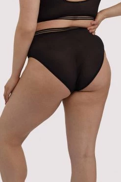 Playful Promises Curve Exclusive Chelsea Black Mesh Highwaist Brief Knickers