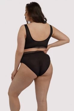 Playful Promises Curve Exclusive Chelsea Black Mesh Highwaist Brief Knickers