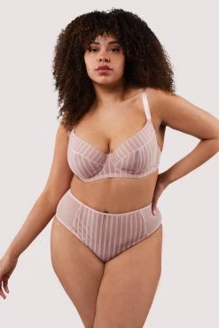 Playful Promises Curve Exclusive Presley Pink Stripe And Lace Trim Brief New In
