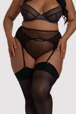 Playful Promises Curve Exclusive Brianna Black Mesh Suspender