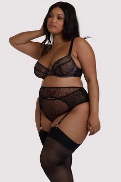 Playful Promises Curve Exclusive Brianna Black Mesh Suspender