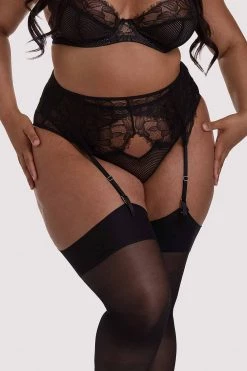 Playful Promises Curve Exclusive Khloe Black Floral Suspender