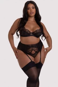 Playful Promises Curve Exclusive Khloe Black Floral Suspender