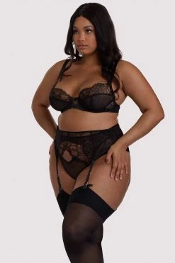 Playful Promises Curve Exclusive Khloe Black Floral Suspender