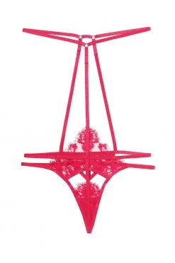 Hustler Cherry Pink Lace And Strap Harness Brief New In