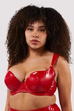 Hustler Maxine Red PVC Plunge Bra New In