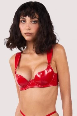 Hustler Maxine Red PVC Plunge Bra New In