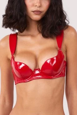 Hustler Maxine Red PVC Plunge Bra New In