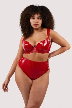 Hustler Maxine Red PVC Plunge Bra New In