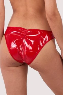 Hustler New In Maxine Red PVC Strap And Ring Detail Brief