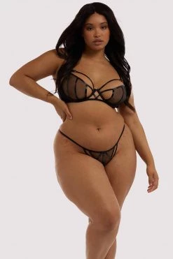 Hustler Knickers Kelly Black PVC Cut Out Thong