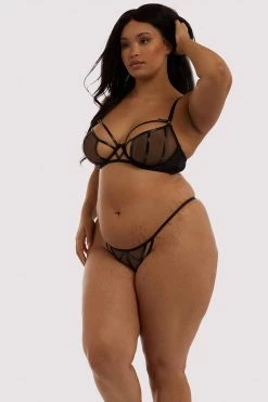 Hustler Knickers Kelly Black PVC Cut Out Thong