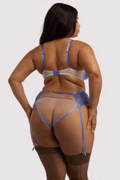 Hustler Mya Blue Lace Suspender Free Sexy Summer Brief