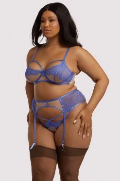 Hustler Mya Blue Lace Suspender Free Sexy Summer Brief