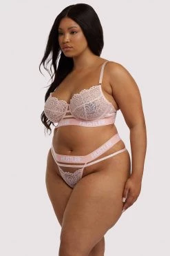 Hustler Branded Lace Baby Pink Bra