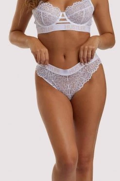 Hustler Branded Lace White Brief