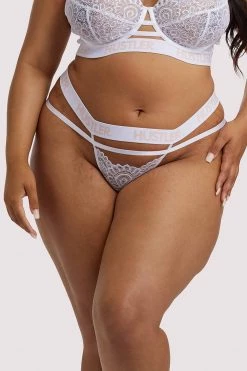 Hustler Knickers Branded Lace White Thong