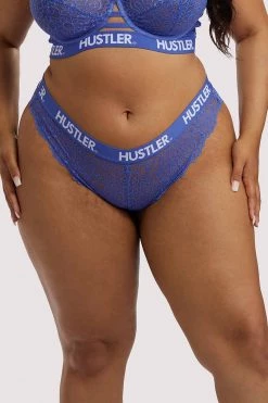 Hustler Branded Lace Blue Brief Knickers