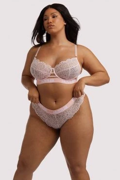 Hustler Branded Lace Baby Pink Brief