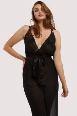 Hustler Belle Black Chiffon & Lace Jumpsuit