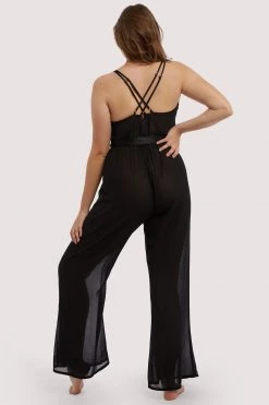 Hustler Belle Black Chiffon & Lace Jumpsuit