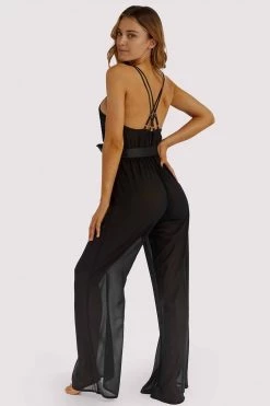 Hustler Belle Black Chiffon & Lace Jumpsuit