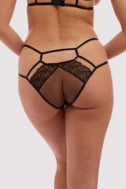 Hustler Tilly Black Caged Embroidery Brief