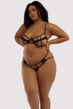 Hustler Tilly Black Caged Embroidery Brief