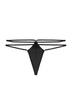 Hustler Sylvia Black Strappy Satin Thong