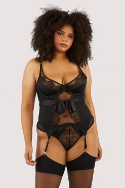 Hustler Fabrice Black Lace And Mesh Basque New In 12 Hustler Fabrice Black Lace And Mesh Basque New In