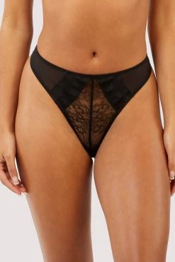 Hustler Fabrice Black Lace And Mesh Thong New In