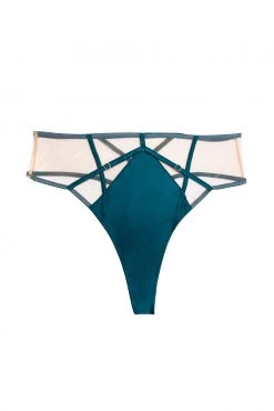 Playful Promises Ramona Teal Strap Detail Illusion Mesh High Waisted Thong New In