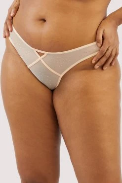Playful Promises Nola Toffee Diamante Studded High Leg Brief New In