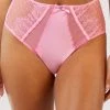 Playful Promises Ziggy Pink Lace And Spotted Mesh High Waisted Brief