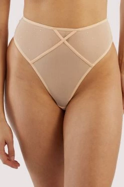 Playful Promises New In Nola Toffee Diamante Studded High Leg Thong
