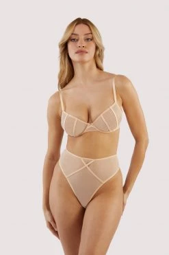 Playful Promises New In Nola Toffee Diamante Studded High Leg Thong