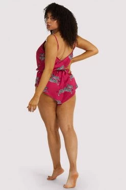Kilo Brava Nightwear Hot Pink Zebra Playsuit