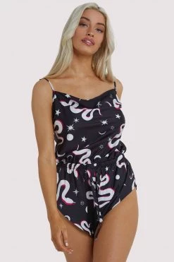 Kilo Brava Black Moon Snake Playsuit Nightwear