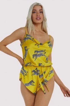 Kilo Brava Kilo Mustard Zebra Playsuit Nightwear