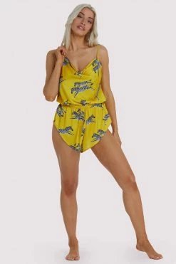 Kilo Brava Kilo Mustard Zebra Playsuit Nightwear