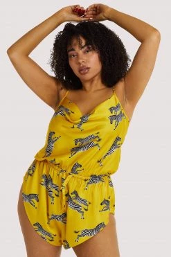 Kilo Brava Kilo Mustard Zebra Playsuit Nightwear