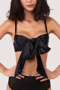Kiss Me Deadly Yva Black Bow Front Bra