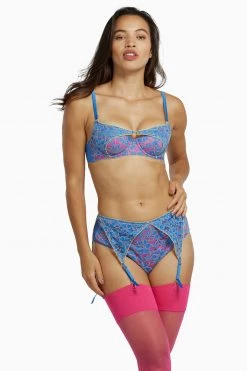 Regalia Aviyah Contrast Lace Suspender High Waist Brief Knickers