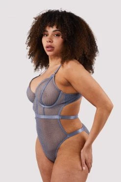 Wolf & Whistle Bodies Selena Blue High Leg Bodysuit