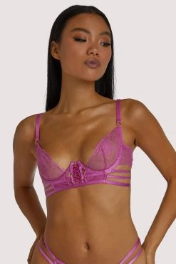 Wolf & Whistle Azma Pink Lace Caged Bra New In Bras