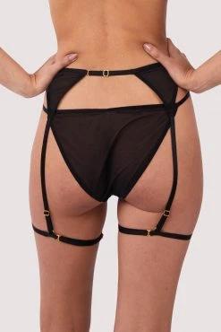 Wolf & Whistle New In Cora Black Mesh & Trim Cut Out Suspender