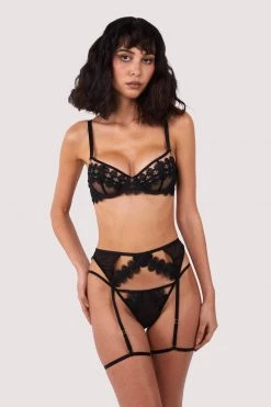 Wolf & Whistle Cora Black Mesh And Trim Balconette Bra